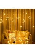 Pazariz Dekoratif Ay Yıldızlı Saçak Led Perde Led Işık Animasyonlu Yılbaşı Led Işık Süs thumbnail 3