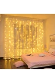 Pazariz Perde Led|kumandalı Kaliteli Şeffaf Kablolu 8 Modlu 12 Saçaklı Ve Gün Işığı Led Işık (3*2 Metre) thumbnail 3