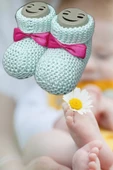 Pazariz Bebek Patik, Fiyonklu Örme Dikişsiz Bebek Patiği, Triko Örgü 0-12 Ay Beyaz - Pembe - 3