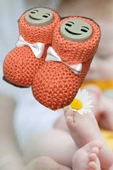 Pazariz Bebek Patik, Fiyonklu Örme Dikişsiz Bebek Patiği, Triko Örgü 0-12 Ay Turuncu - 2