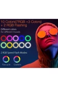 Pazariz Rgb Led Aynalı Selfie Işığı Makyaj Aynası Gökkuşağı Renkli Şarjlı thumbnail 3