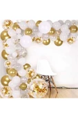 Pazariz Gold Beyaz Zincir Balon Seti 10 Metre - 1