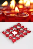 Pazariz Kırmzı Tea Light Kalp Mum ( 20 Adet) - 1