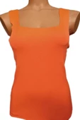 Pazariz Turuncu Kare Yaka Atlet Triko Bluz Crop S / M / L Beden Uyumlu - 1