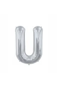 Pazariz U Harf Folyo Gümüş Balon Küçük 35 Cm thumbnail 1