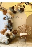 Pazariz Pastel Çikolata Kahve Sütlü Kahve Gri Ve Beyaz Balon Zinciri 100 Adet - 1
