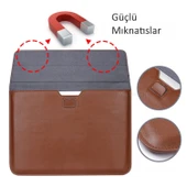 Laptop Kılıfı 15-16 inç PU Deri İnce Hafif Standlı Tasarım Su Geçirmez Taşınabilir Koruyucu Sleeve thumbnail 5