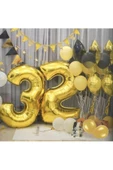 Pazariz 8 Rakam Folyo Gold Renk Balon Küçük 35 Cm thumbnail 2