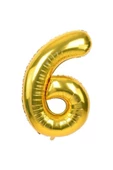 Pazariz 6 Rakam Folyo Gold Renk Balon Küçük 35 cm thumbnail 1