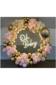 Pazariz Krom Gold Makaron Pembe Ve Sütlü Kahve Balon Zinciri 100 Adet - 1