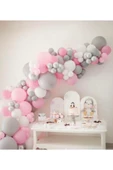 Pazariz Pembe Gri Beyaz Balon Zincir - 1