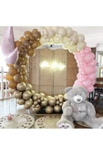 Pazariz Krom Gold Makaron Pembe Deniz Kumu Ve Karamel Balon Zinciri 100 Adet - 1