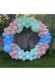 Pazariz Makaron Pembe Mavi Mint Yeşili Balon Zinciri 100 Adet - 1