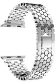 Pazariz Apple Watch Uyumlu38mm 40mm 41mm 1/2/3/4/5/6/se/7/8 Kordon Bal Peteği Metal Kordon - 1