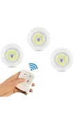 Pazariz 3'lü Led Spot Lamba Beyaz Cob Ledli Uzaktan Kumandalı Spot Ledle thumbnail 1