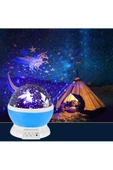 Pazariz Dönen Gece Lambası Dönen Yıldızlı Gökyüzü Projeksiyon Gece Lambası Mavi thumbnail 1
