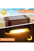 Pazariz Solar Güneş Enerjili Şarj Edilen Köşebent Merdiven Veranda Bahçe Yolu Led Lamba Işık 4 Adet thumbnail 2