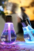 Pazariz Ampul Şekilli Oda/hava Nemlendirici Usb Su Hazneli Sıcak Soğuk Buharlı 7 Led Işıklı Gece Lambası - 1
