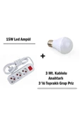 Pazariz 15w Led Ampul 3 Metre Uzatmalı Anahtarlı 3lü Priz Set thumbnail 2