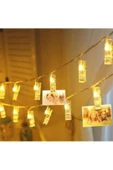 Pazariz 3 Metre 20'li Led Işıklı Dekoratif Fotoğraf Askılığı Mandalları - 1
