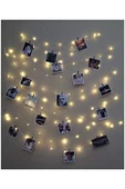 Pazariz 5 Metre Peri Led Işık 25 Adet Küçük Mandal Set Anı Duvarı Süs - 1