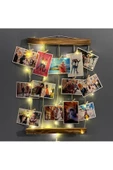 Pazariz Ahşap Fotoğraf Çerçevesi Led Işıklı Ipli Mandallı Resim Askısı - 1