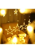 Pazariz Dekoratif Yıldızlı Led Işıklı Saçaklı Perde Aydınlatma 220 Volt Elektrikli - 2