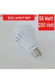 Pazariz Şarjlı Led Ampul 9 Watt Beyaz Işık Acil Durum Aydınlatma thumbnail 1