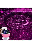 Pazariz Dönen Gece Lambası Yıldızlı Gökyüzü Projeksiyon Pembe thumbnail 2