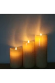 Pazariz Titreyen Alev Efektli Led Mum Kalpli Dekoratif Mum - 3lü Set - 1