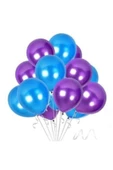 Pazariz Fırsat Ayı 35 Adet Metalik Sedefli Mor, Mavi Balon-uçan- Balon thumbnail 1