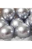 Pazariz Fırsat Ayı 12 Inç Metalik Gümüş Balon 25'li thumbnail 1