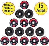 Rodex 15 Parça Flap Disk Avuç İçi Taşlama Zımpara Karma Seti - 1