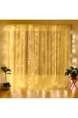 Pazariz Peri Telli Perde Led Işık Kumandalı 300 Ledli 3 X 3 Metre Usb'li 8 Animasyonlu Günışığı Yıld thumbnail 3