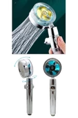 Pazariz Duş Başlığı Turbo Basınçlı Ayarlanabilir Start Stop Tuş Su Tasarrufu 360 Döner Pervaneli Taz thumbnail 1