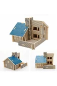 Pazariz Pazarız 3d Ahşap Puzzle Yapboz Maket Mavi Ev Boyanabilir - 1
