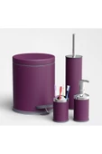 Pazariz Pazarız Mor / Mürdüm 5 Lt Çöp Kovası Klozet Fırçası Diş Fırçaslık Sıvı Sabunluk Banyo Seti - 1