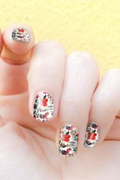 Çiçek ve Kuş Tırnak Dövmesi,Tırnak Tattoo,Nail Art ,Tırnak Sticker - 1