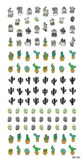 Kaktüs Tırnak Dövmesi,Tırnak Tattoo,Nail Art ,Tırnak Sticker thumbnail 3