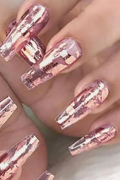 Rose Gold Renk Transfer Tırnak Dövmesi, Tırnak Sticker, Nail Tattoo, Nail Art - 2