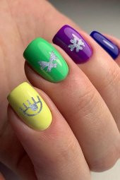 Gümüş Şekil Metalik Tırnak Sticker, Nail Sticker, Nail Art - 1
