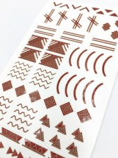Etnik Çizgiler Metalik Tırnak Sticker, Nail Sticker, Nail Art - 2