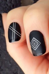 Gümüş Etnik Çizgiler Metalik Tırnak Sticker, Nail Sticker, Nail Art thumbnail 1