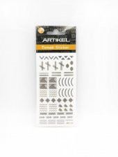 Gümüş Etnik Çizgiler Metalik Tırnak Sticker, Nail Sticker, Nail Art thumbnail 3
