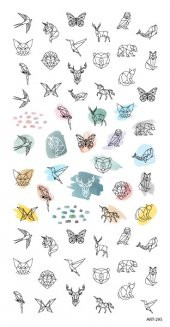 Poligonal Suluboya Hayvanlar Tırnak Dövmesi, Tırnak Tattoo, Nail Art, Tırnak Sticker thumbnail 2