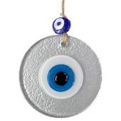 Mini Boy Silver Gri Nazar Boncuklu Duvar Süsü 10 Cm Cam Duvar Dekoru - 2