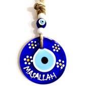 Maşallah Yazılı Papatya Desenli Nazar Boncuklu El Boyaması Duvar Süsü - 3