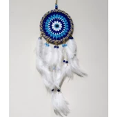 Nazar Boncuğu Desenli Dream Catcher El Yapımı Kuş Tüylü Rüya Kapanı Duvar Süsü - 3