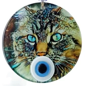 Nazar Boncuklu Füzyon Cam Kedi Duvar Süsü - 1