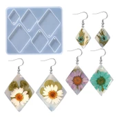 Epoksi Silikon Kalıp Çoklu Anahtarlık Geometrik Model Delikli Kolye Küpe Kalıbı - 1